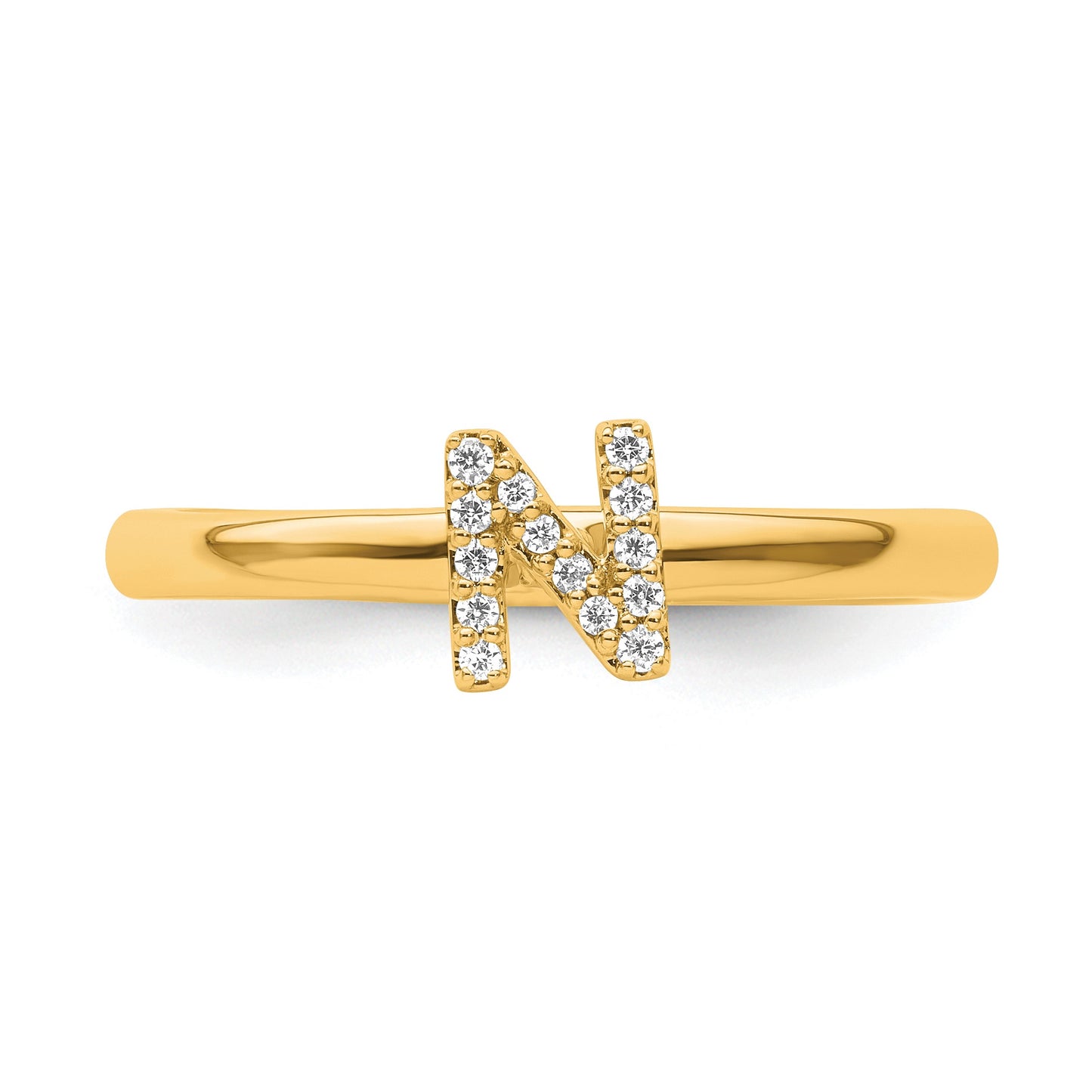 14K Stackable Diamond Initial N Size 7 Ring