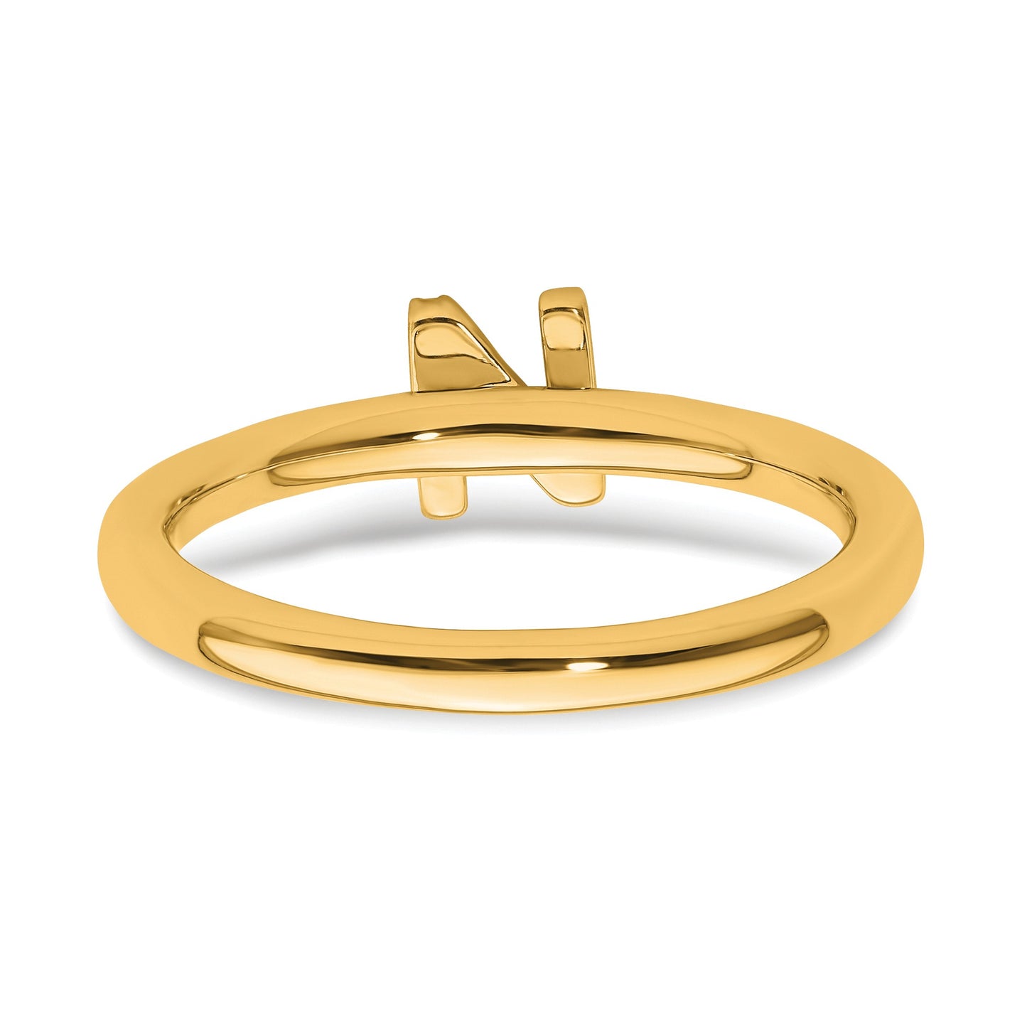 14K Stackable Diamond Initial N Size 7 Ring