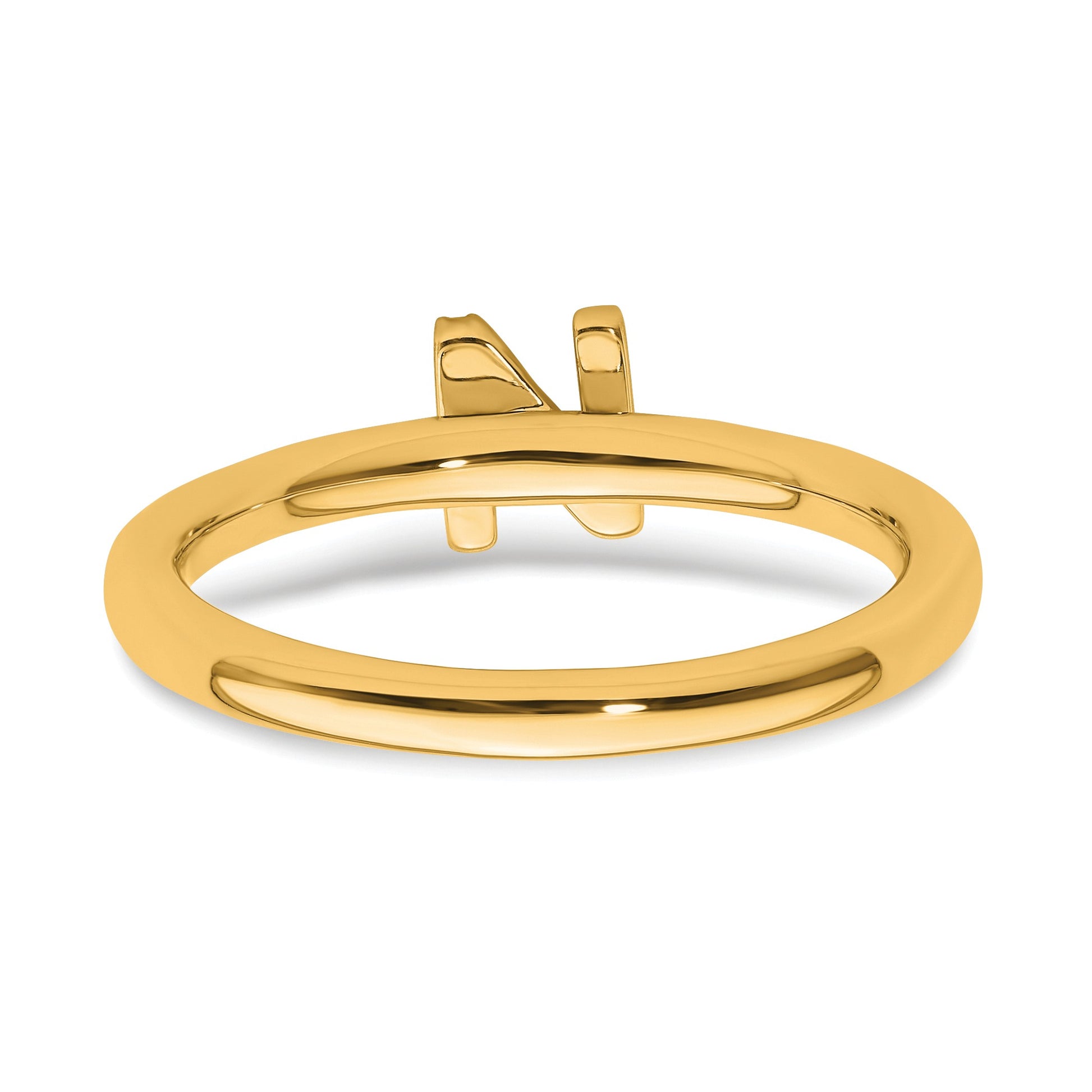 14K Stackable Diamond Initial N Size 7 Ring