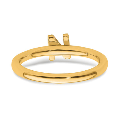 14K Stackable Diamond Initial N Size 7 Ring