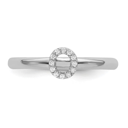 14K White Gold Stackable Diamond Initial O Ring