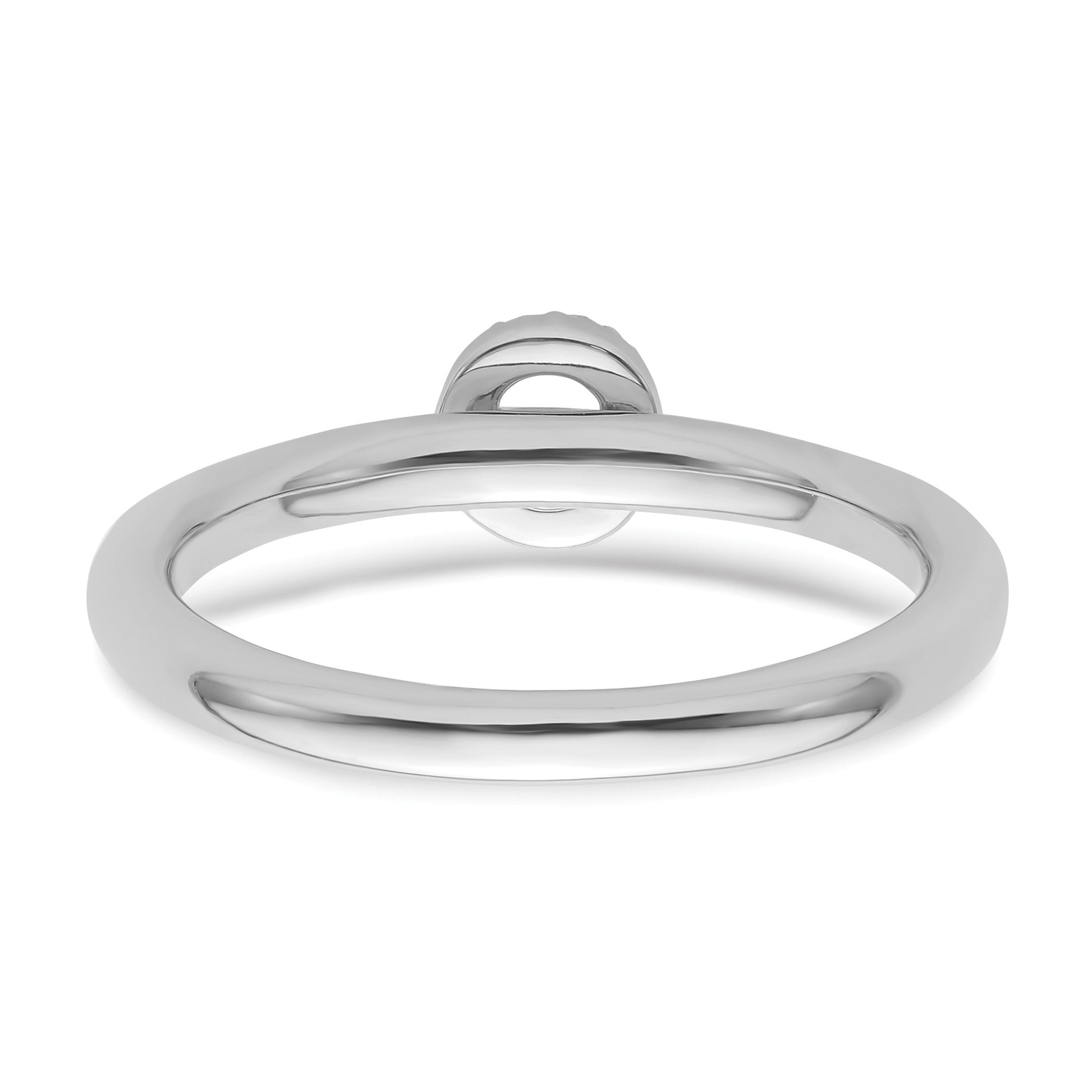 14K White Gold Stackable Diamond Initial O Size 7 Ring