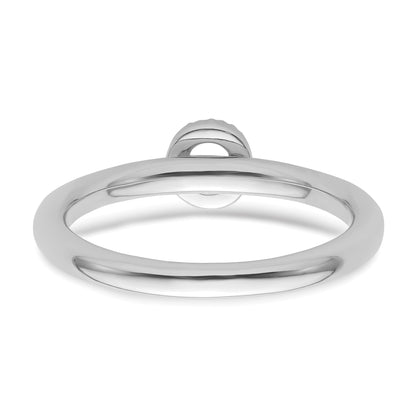14K White Gold Stackable Diamond Initial O Size 7 Ring