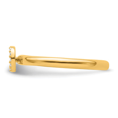 14K Stackable Diamond Initial O Size 7 Ring
