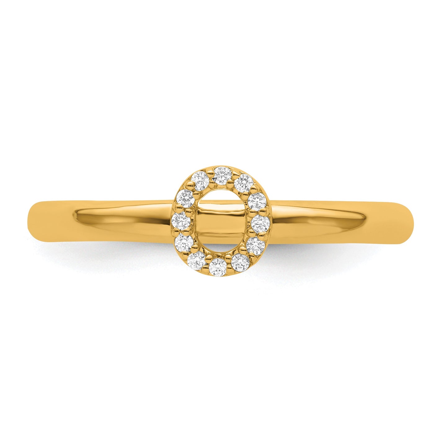 14K Stackable Diamond Initial O Size 7 Ring