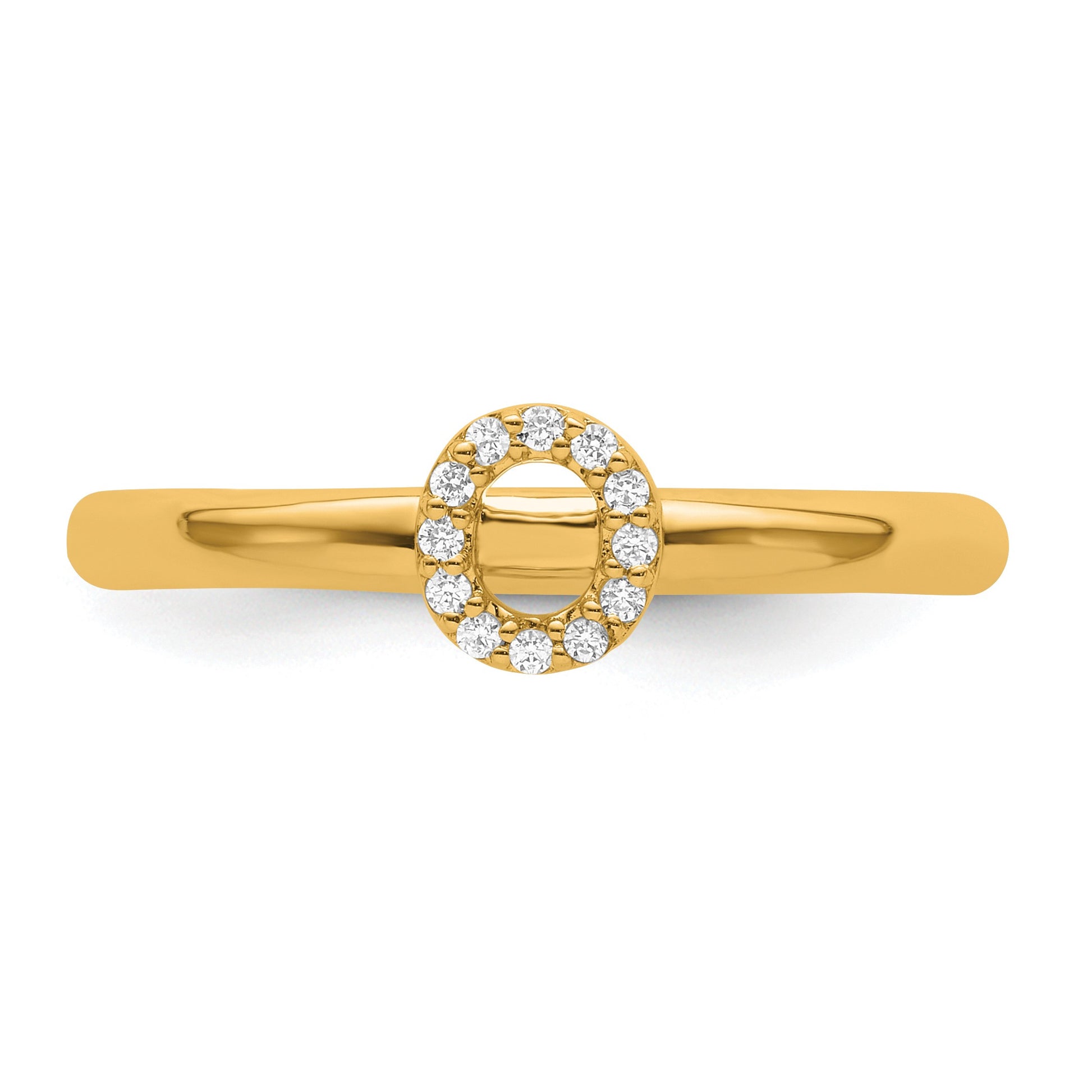14K Stackable Diamond Initial O Size 7 Ring