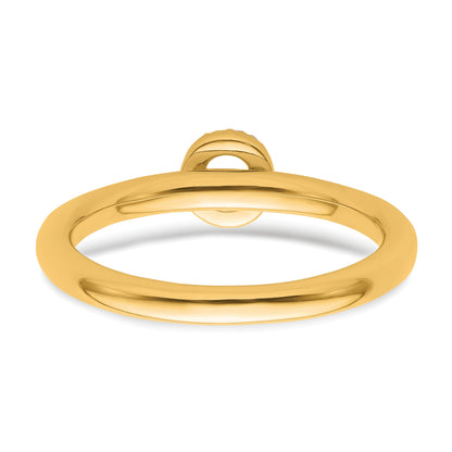 14K Stackable Diamond Initial O Size 7 Ring