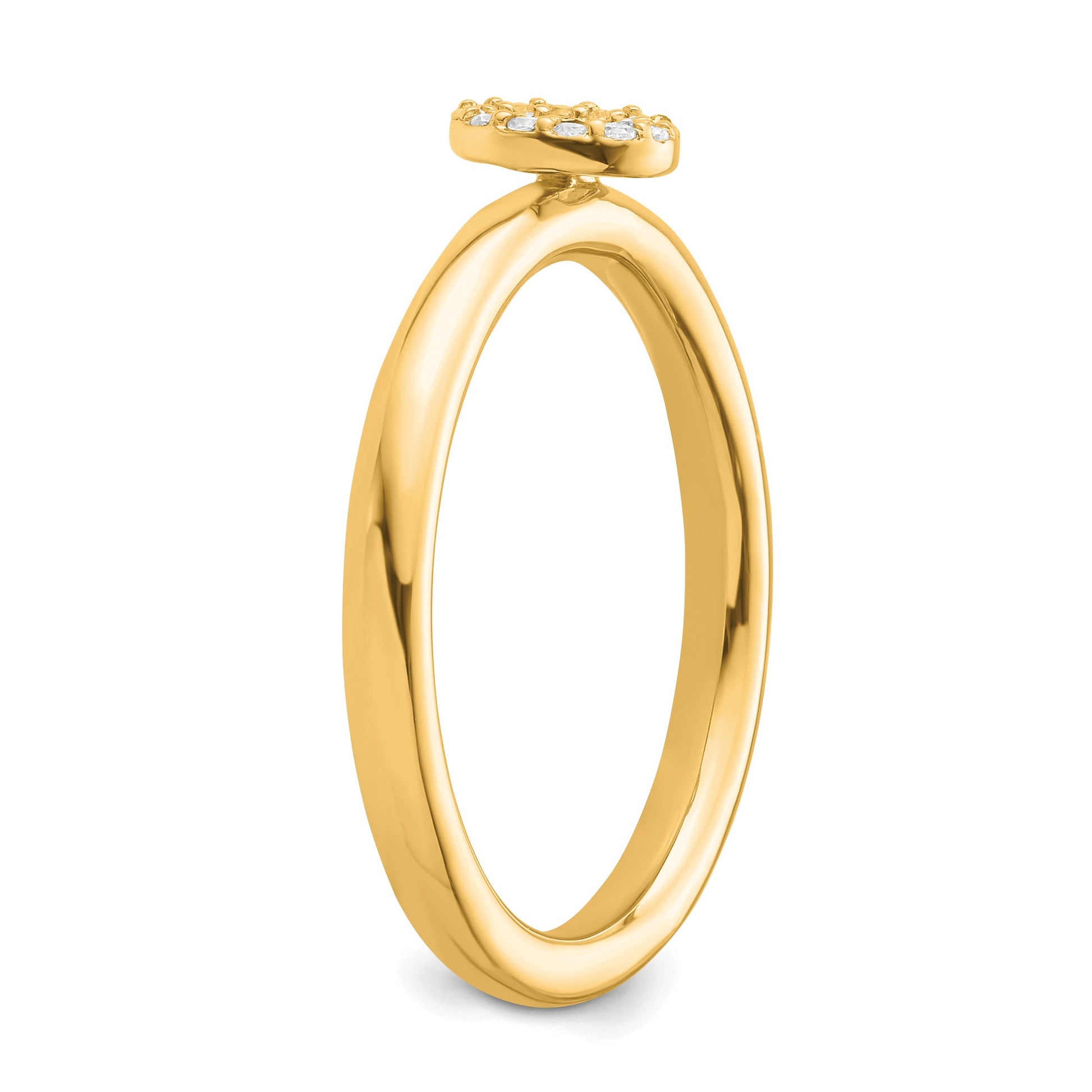 14K Stackable Diamond Initial O Size 7 Ring