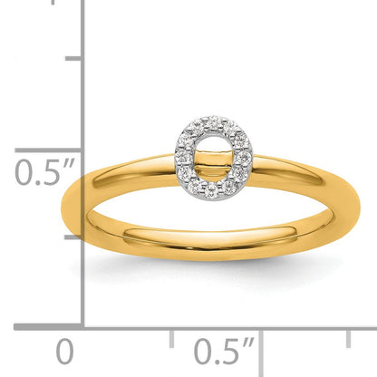14K Stackable Diamond Initial O Size 7 Ring