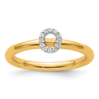 14K Stackable Diamond Initial O Size 7 Ring