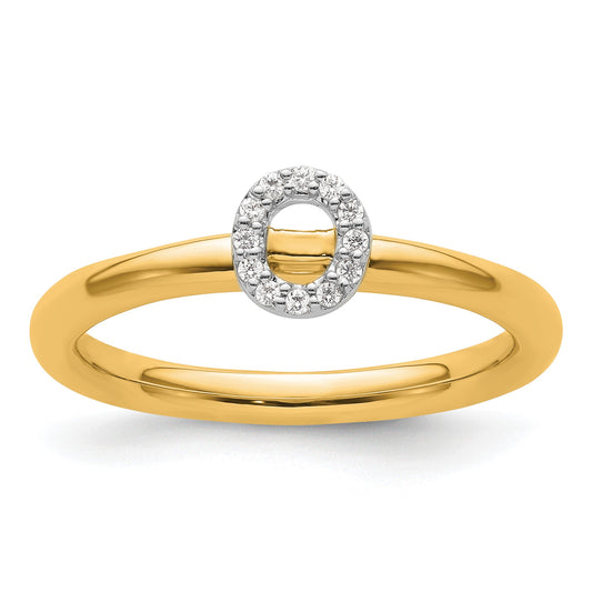 14K Stackable Diamond Initial O Size 7 Ring