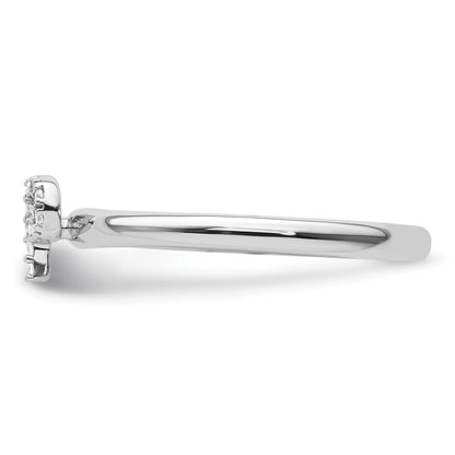 14K White Gold Stackable Diamond Initial P Size 7 Ring