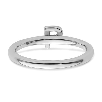 14K White Gold Stackable Diamond Initial P Ring