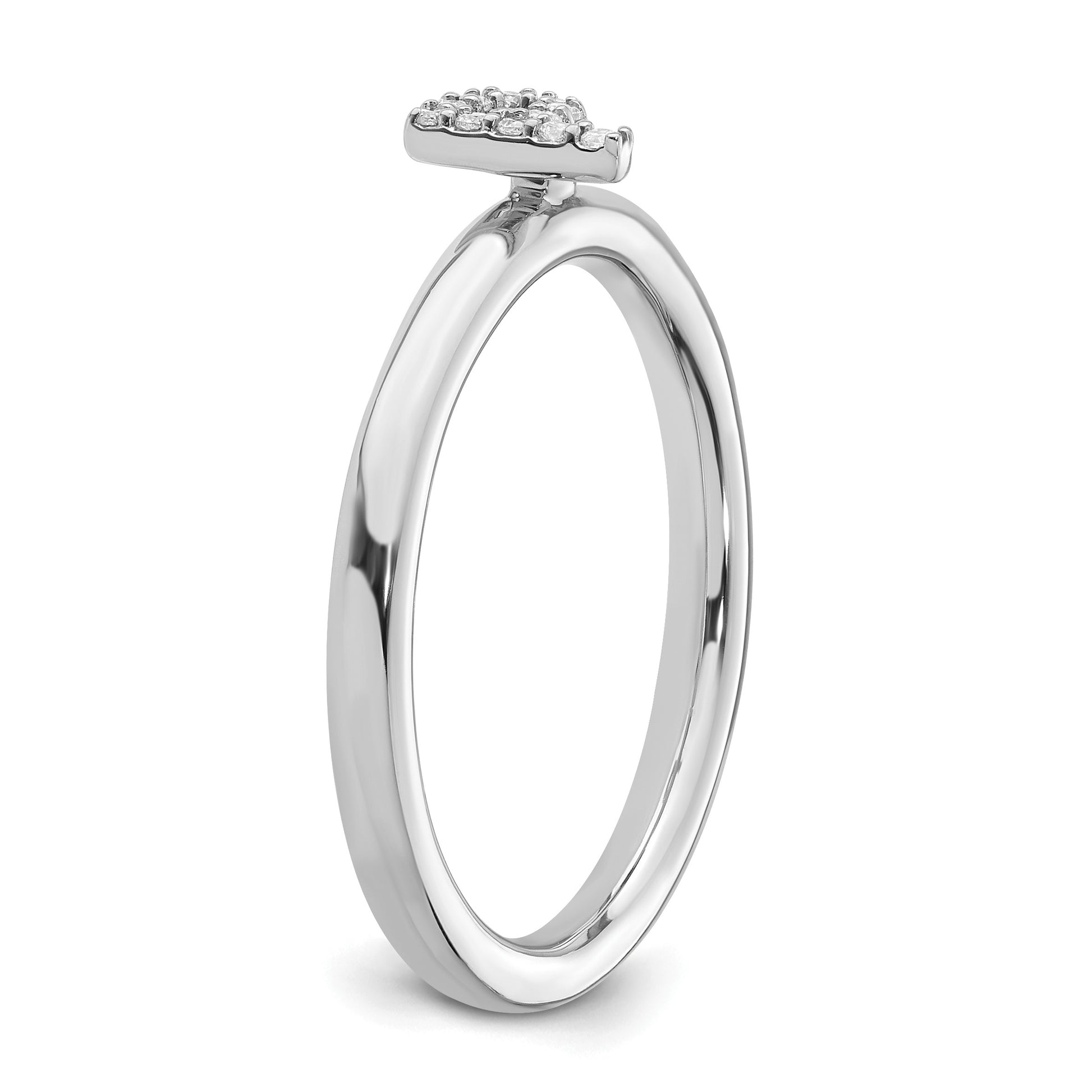 14K White Gold Stackable Diamond Initial P Size 7 Ring