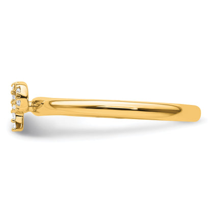 14K Stackable Diamond Initial P Size 7 Ring