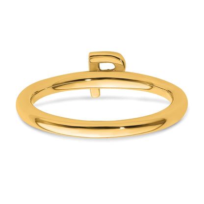 14K Stackable Diamond Initial P Size 7 Ring