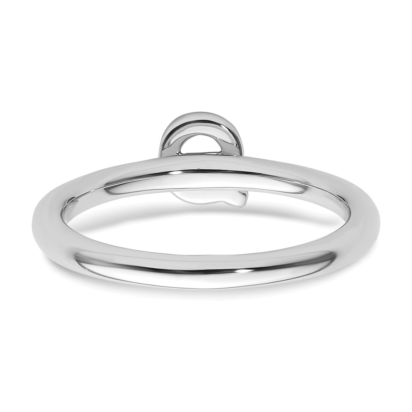 14K White Gold Stackable Diamond Initial Q Size 7 Ring