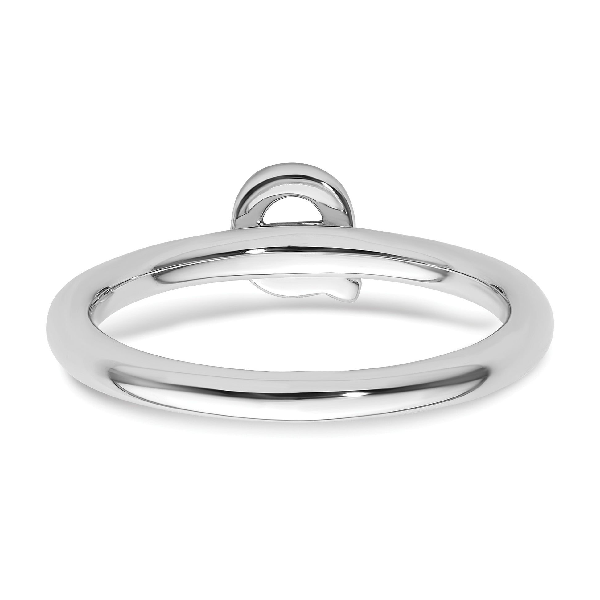 14K White Gold Stackable Diamond Initial Q Size 7 Ring