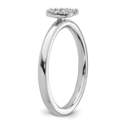14K White Gold Stackable Diamond Initial Q Size 7 Ring