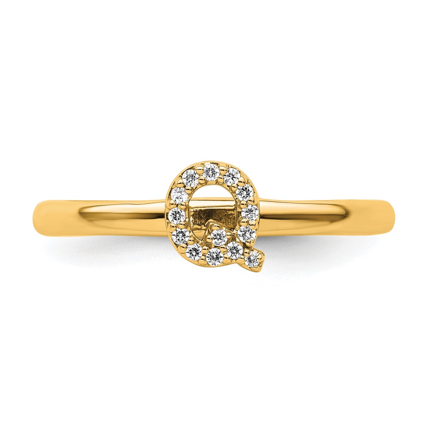14K Stackable Diamond Initial Q Size 7 Ring