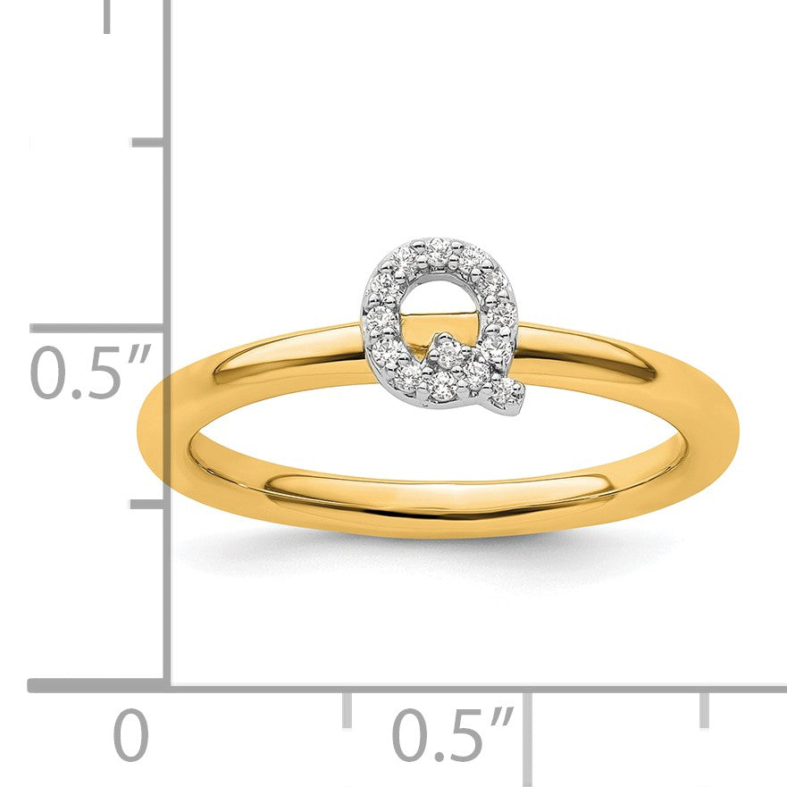 14K Stackable Diamond Initial Q Size 7 Ring