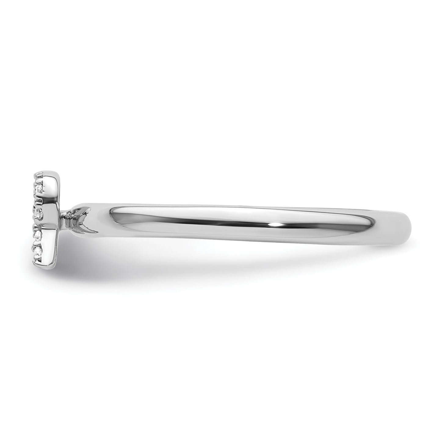 14K White Gold Stackable Diamond Initial R Size 7 Ring