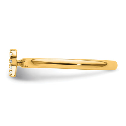 14K Stackable Diamond Initial R Size 7 Ring