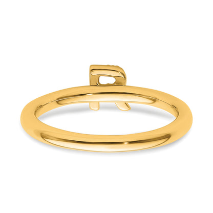 14K Stackable Diamond Initial R Size 7 Ring