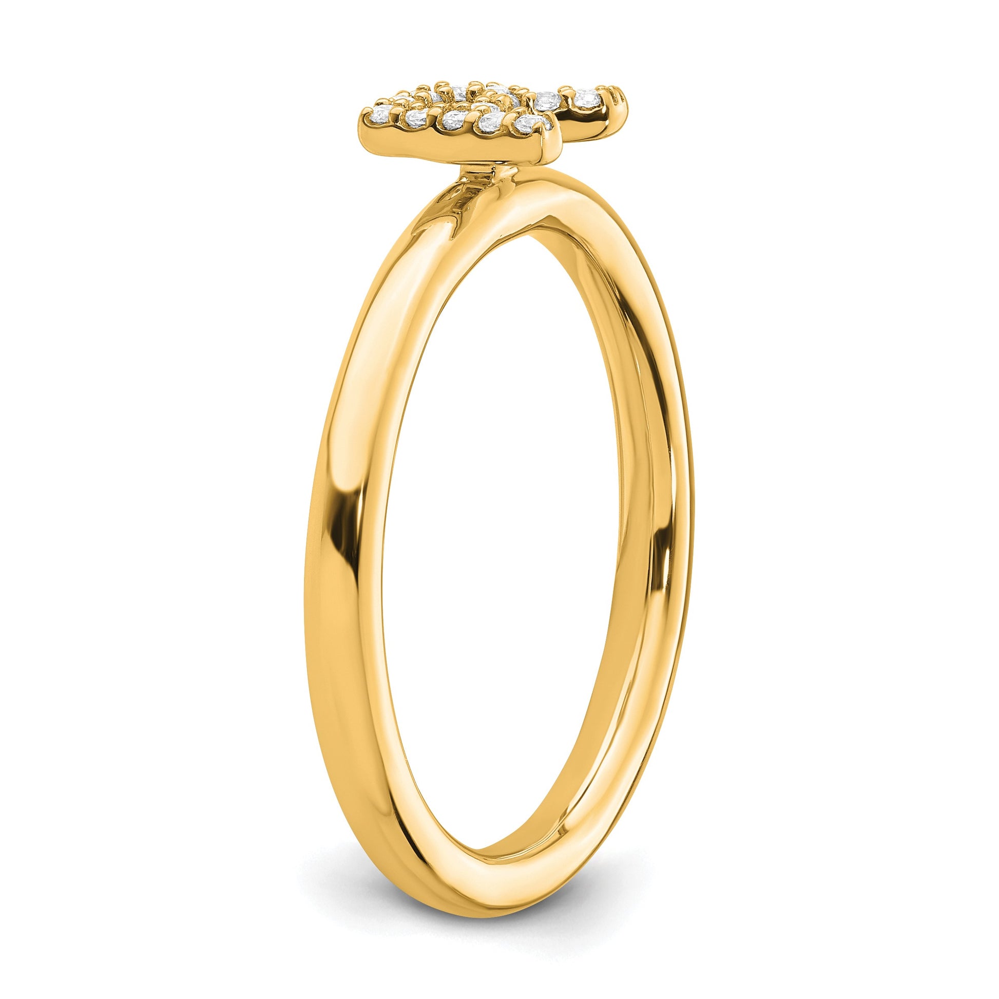 14K Stackable Diamond Initial R Size 7 Ring