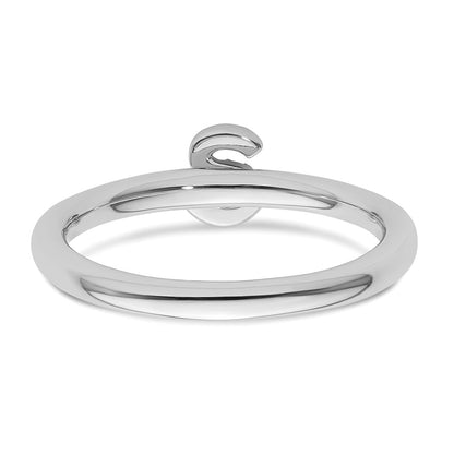 14K White Gold Stackable Diamond Initial S Ring