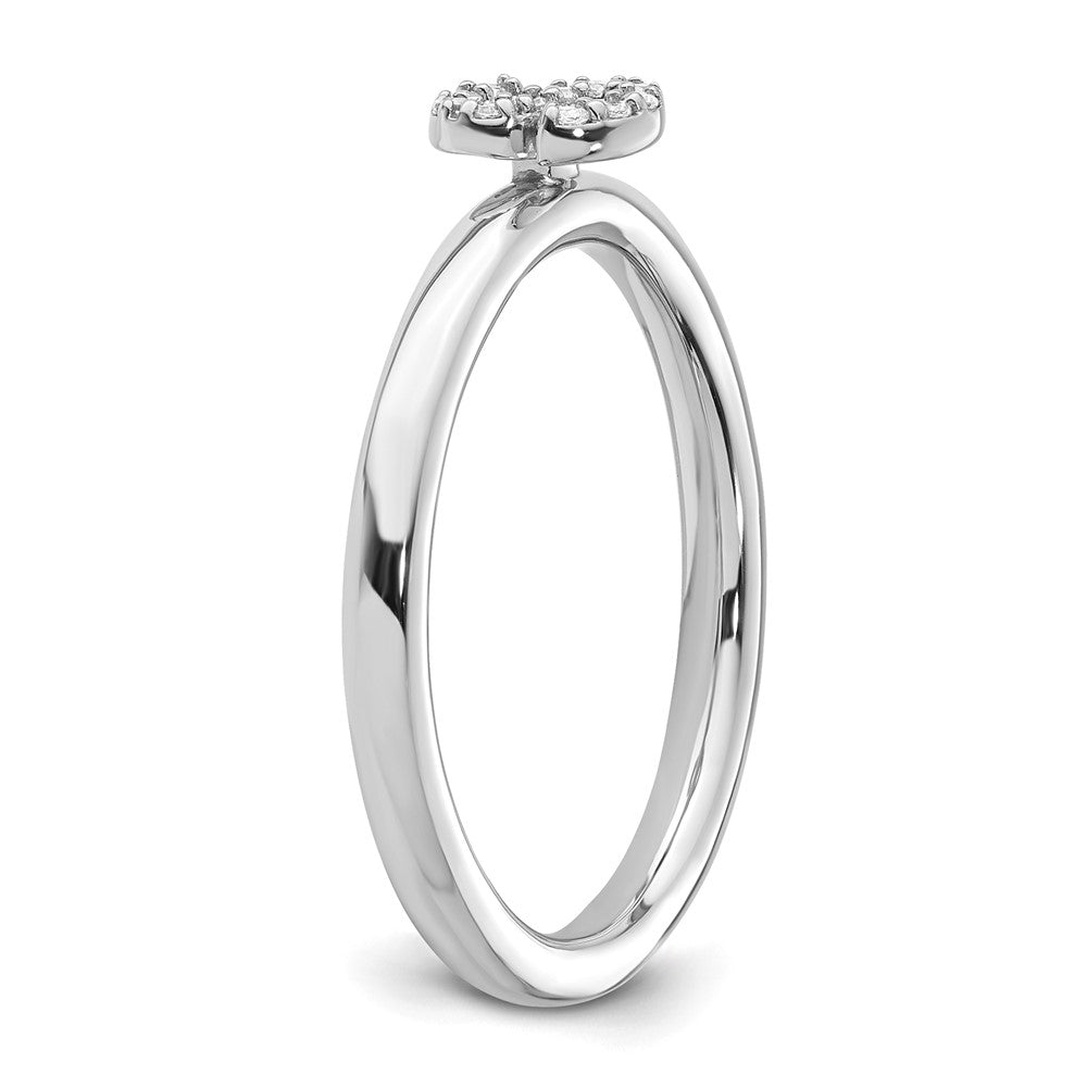 14K White Gold Stackable Diamond Initial S Ring