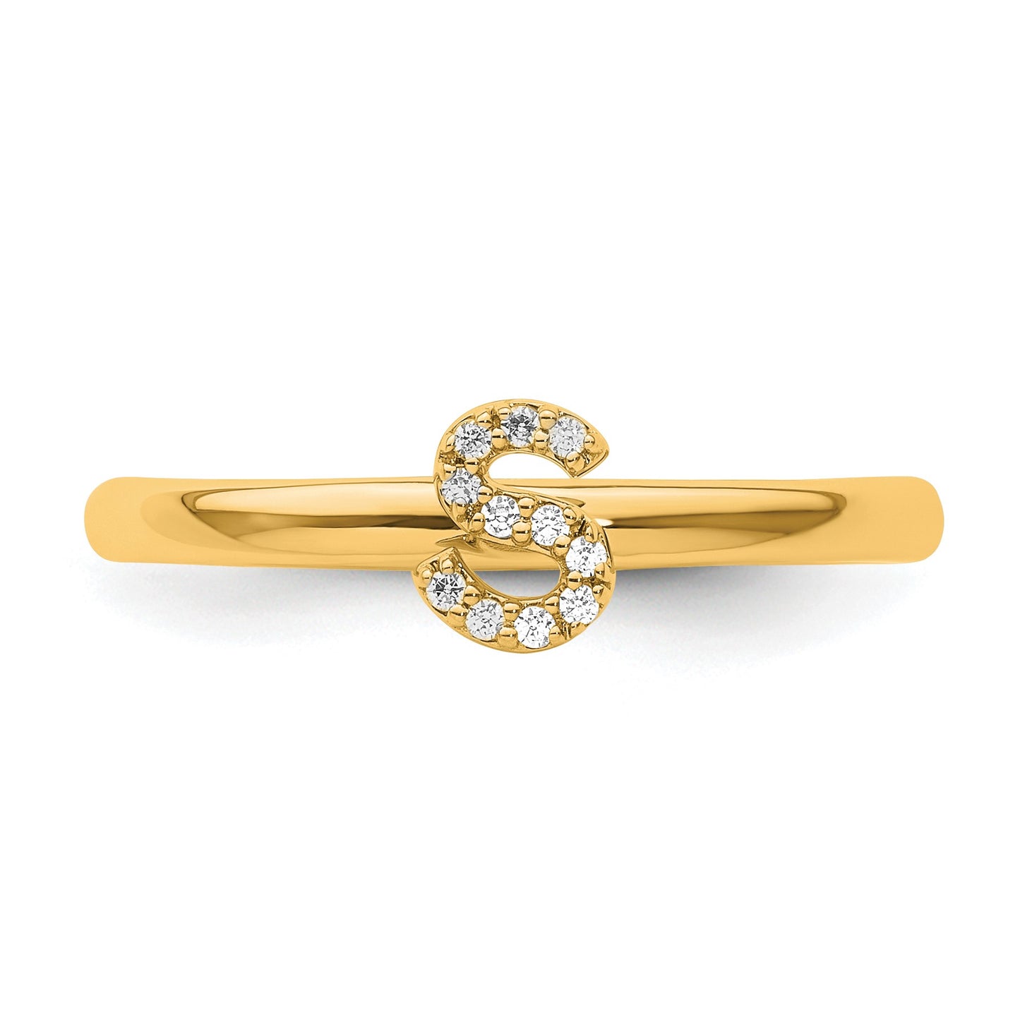 14K Stackable Diamond Initial S Size 7 Ring