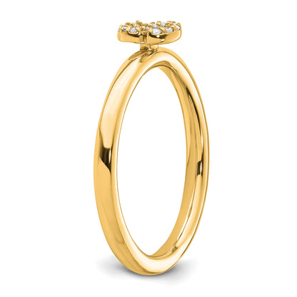 14K Stackable Diamond Initial S Size 7 Ring