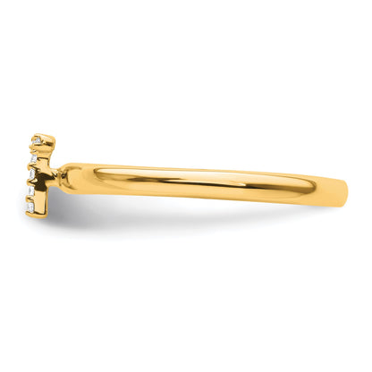 14K Stackable Diamond Initial T Size 7 Ring