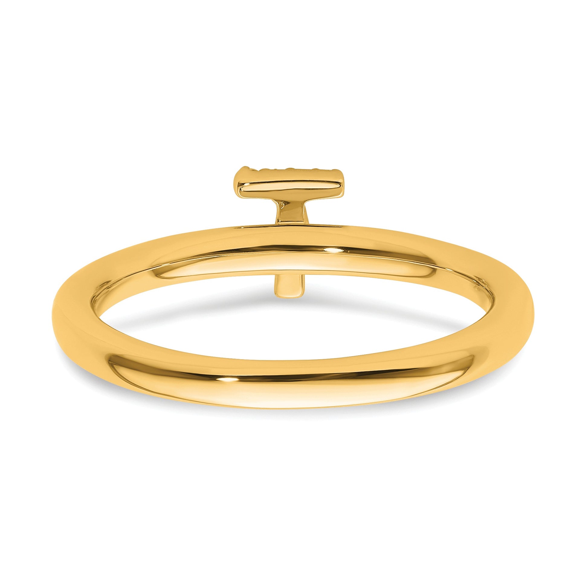 14K Stackable Diamond Initial T Size 7 Ring