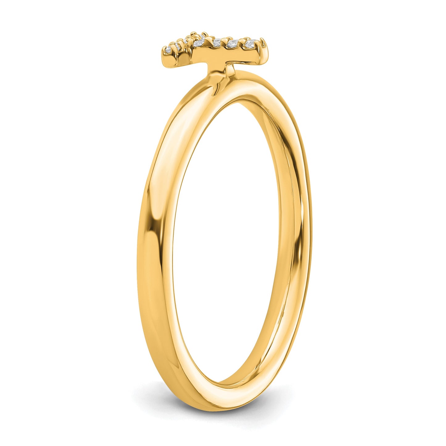 14K Stackable Diamond Initial T Size 7 Ring