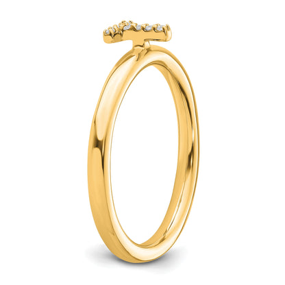 14K Stackable Diamond Initial T Size 7 Ring