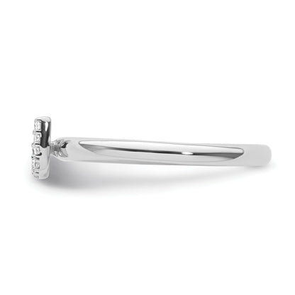 14K White Gold Stackable Diamond Initial U Size 7 Ring