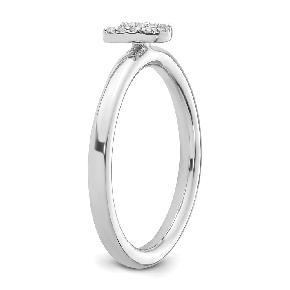 14K White Gold Stackable Diamond Initial U Ring