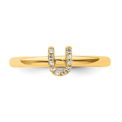 14K Stackable Diamond Initial U Size 7 Ring