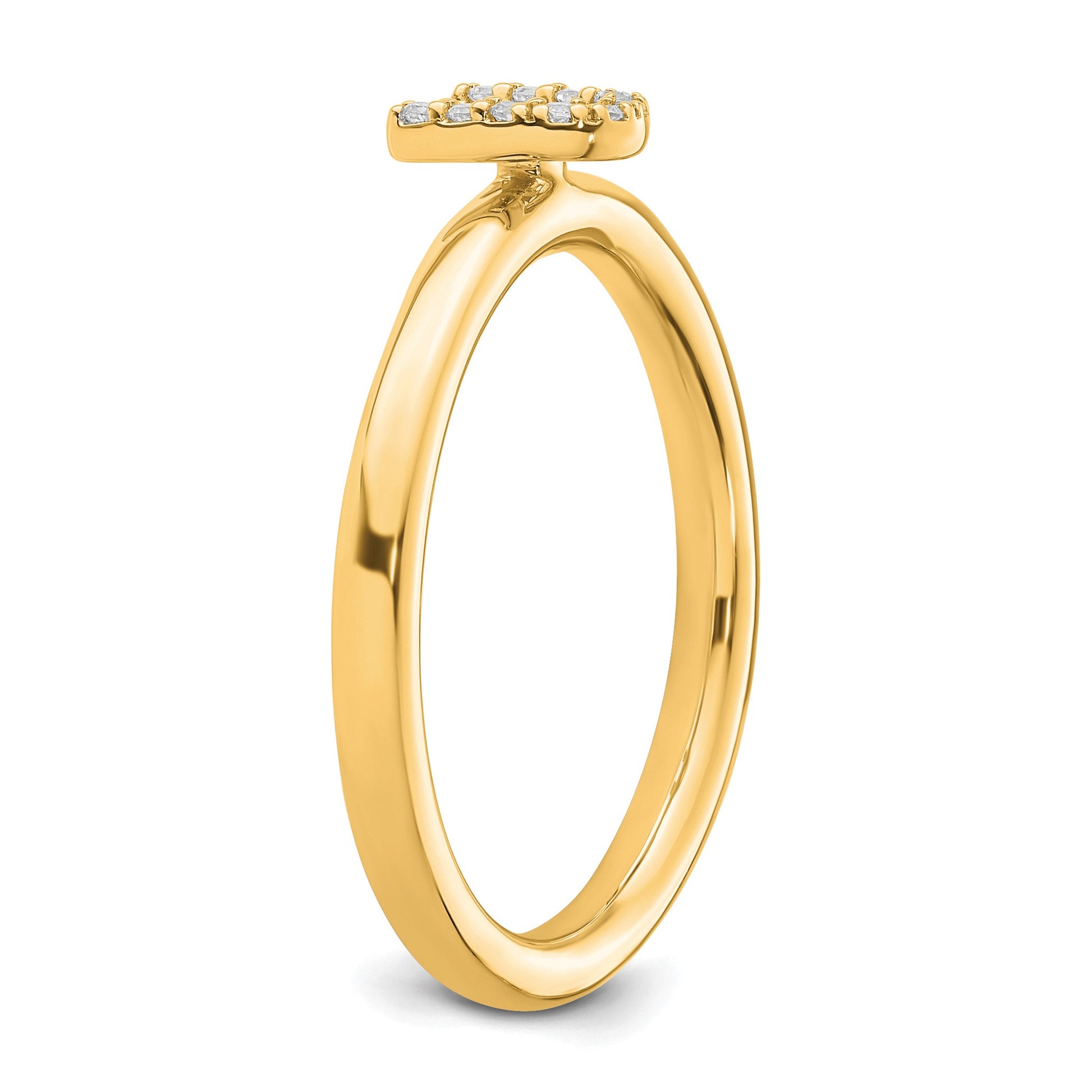 14K Stackable Diamond Initial U Size 7 Ring