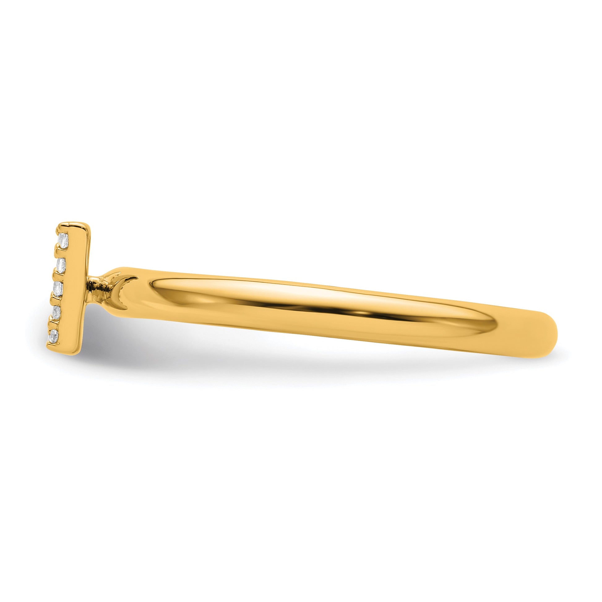 14K Stackable Diamond Initial V Size 7 Ring