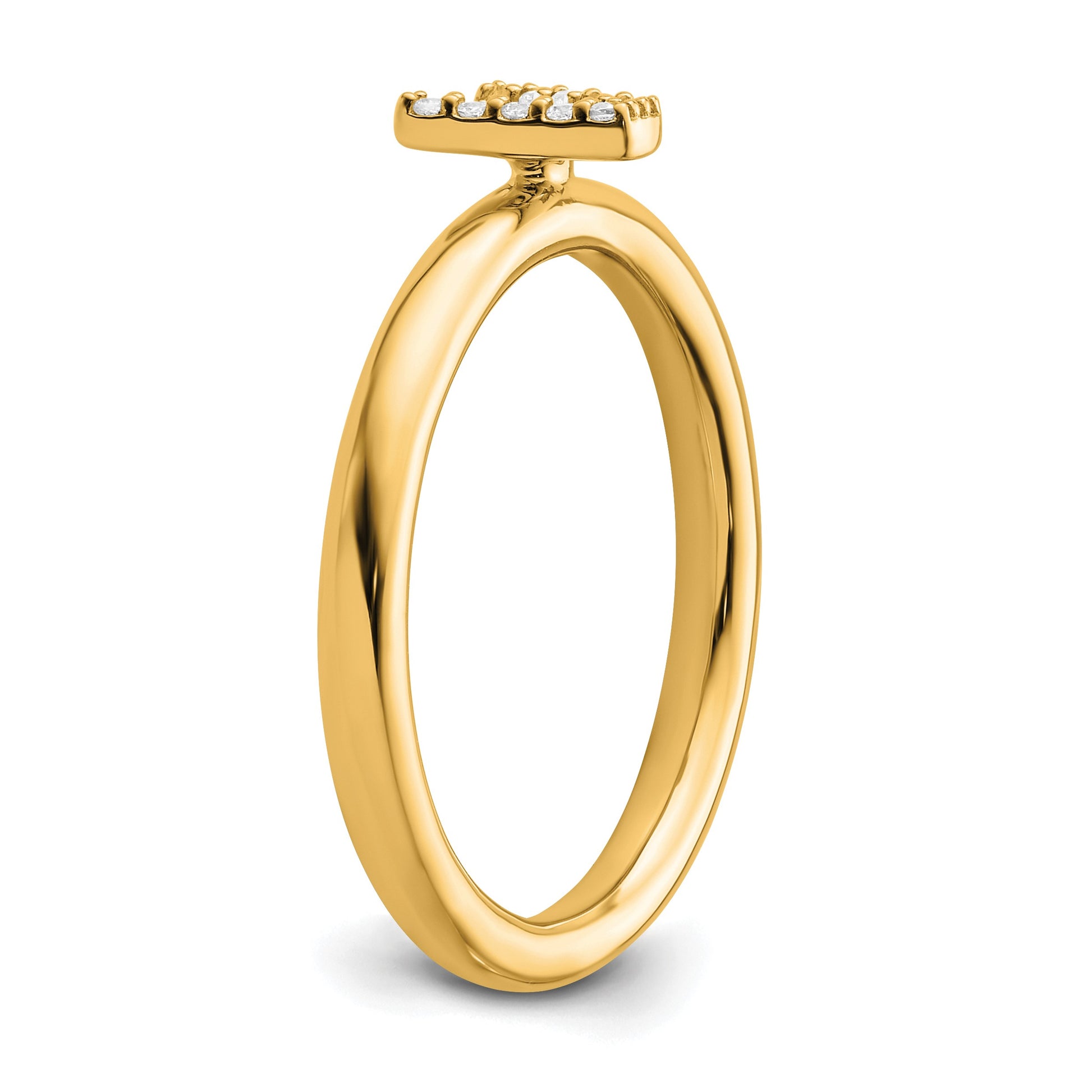 14K Stackable Diamond Initial V Size 7 Ring