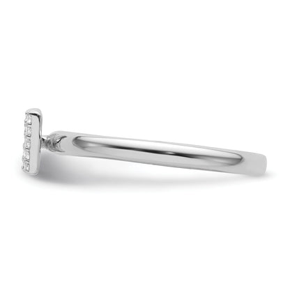 14K White Gold Stackable Diamond Initial W Size 7 Ring