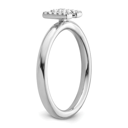 14K White Gold Stackable Diamond Initial W Size 7 Ring