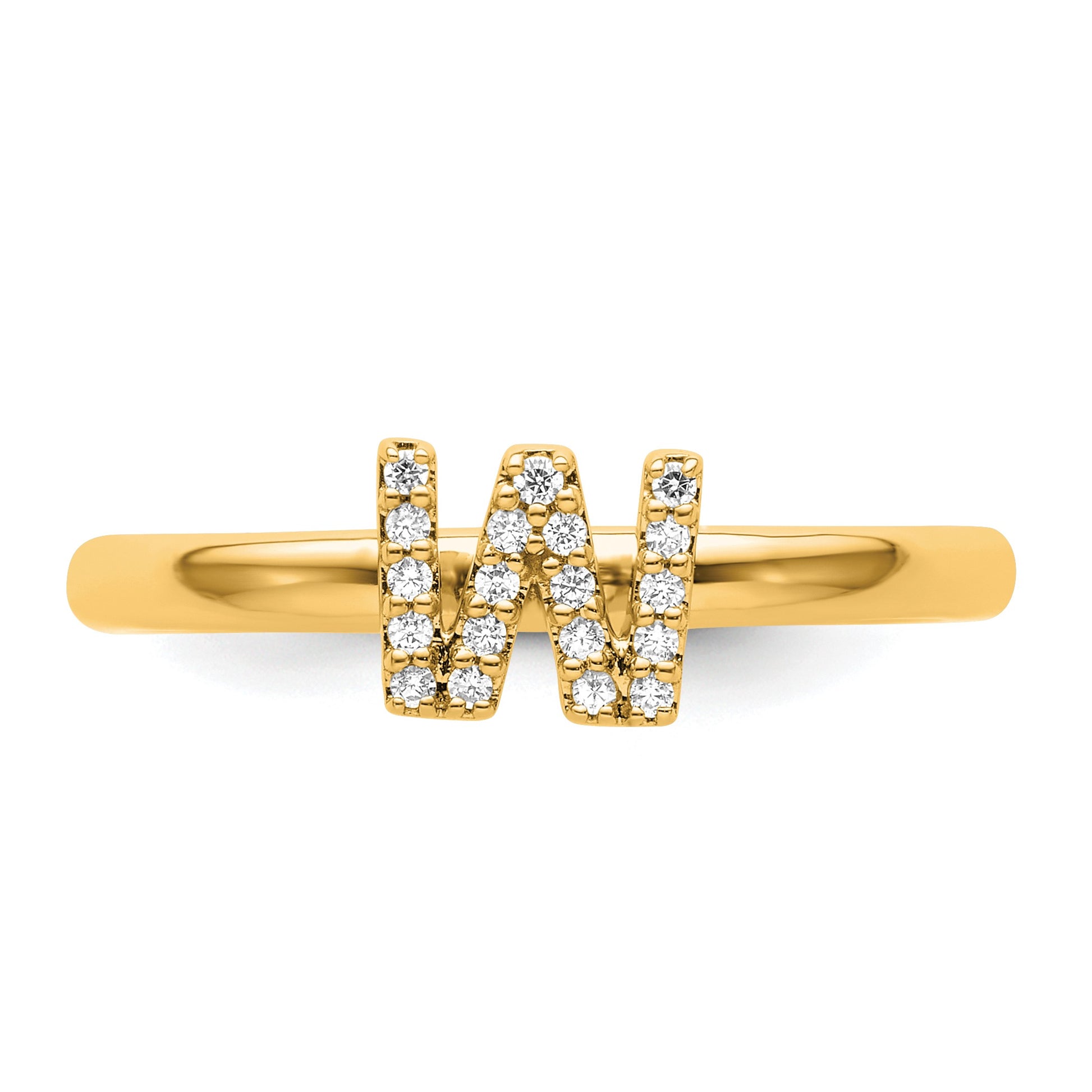 14K Stackable Diamond Initial W Size 7 Ring