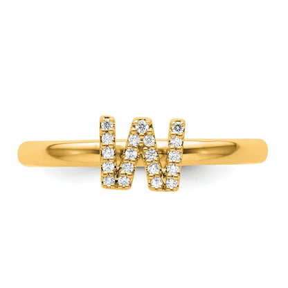 14K Stackable Diamond Initial W Size 7 Ring