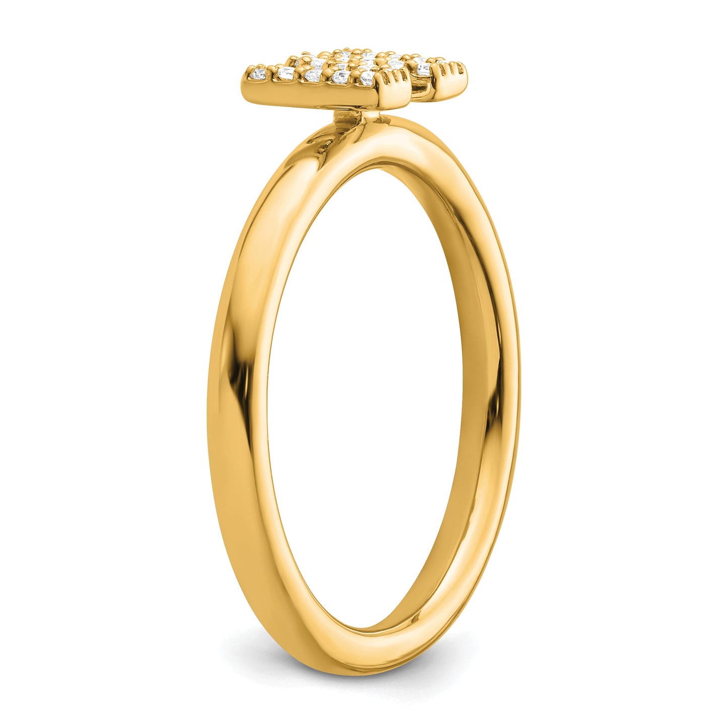 14K Stackable Diamond Initial W Size 7 Ring