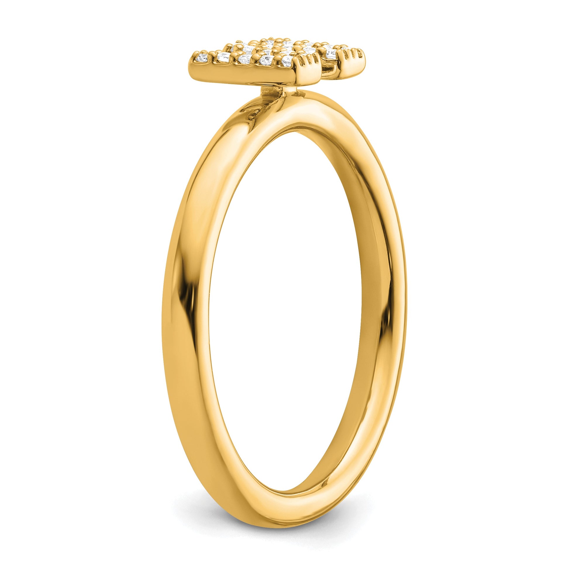 14K Stackable Diamond Initial W Size 7 Ring