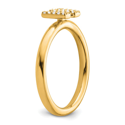 14K Stackable Diamond Initial W Size 7 Ring